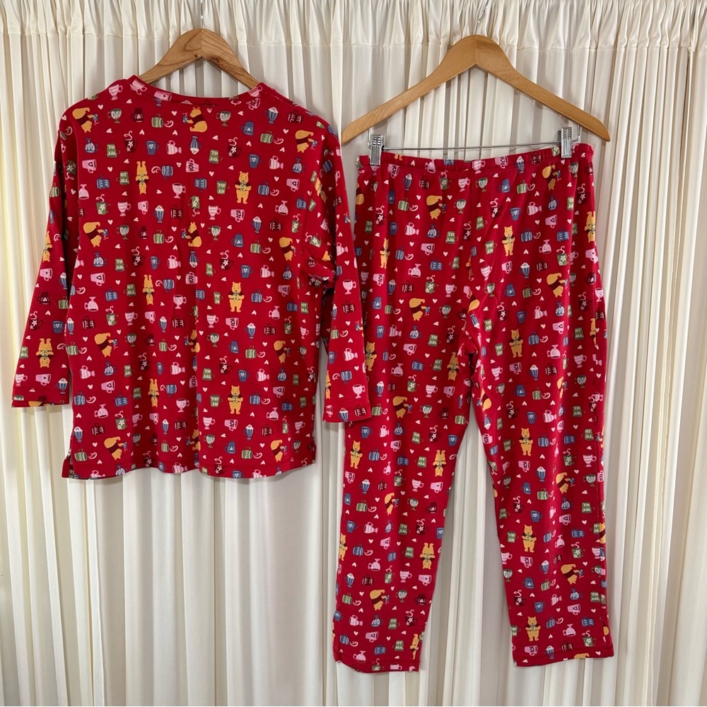 Vintage Disney Winnie the Pooh Red Pajamas Cozy Cutsey Womens M - Picture 2 of 4